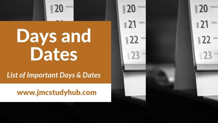 Days and Dates- quick revision notes