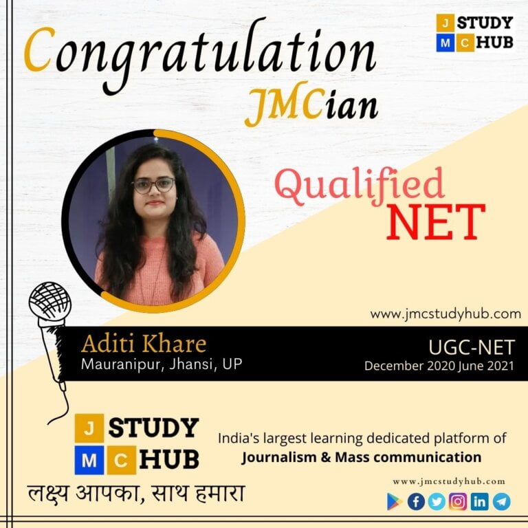 Qualified UGC NET JRF in Mass Communication