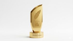 Media award trophy representing excellence in journalism in India