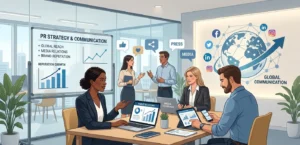 public relations communication strategy with media relations and global audience engagement