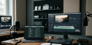 cue sheet in film production showing music tracking and video editing workflow