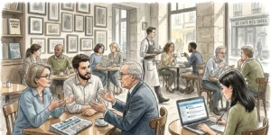 public sphere discussion in cafe with media and communication