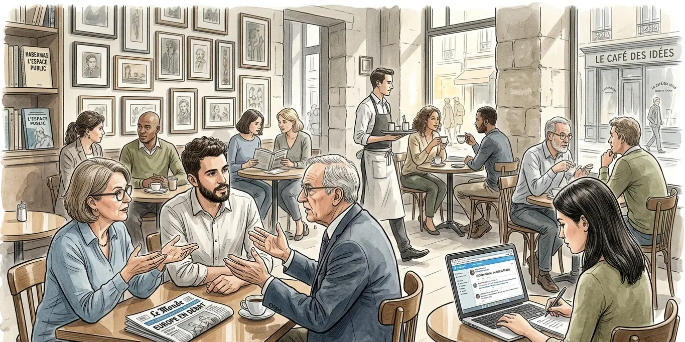 public sphere discussion in cafe with media and communication