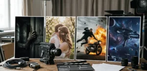 film genres showing horror romance action and science fiction in cinema