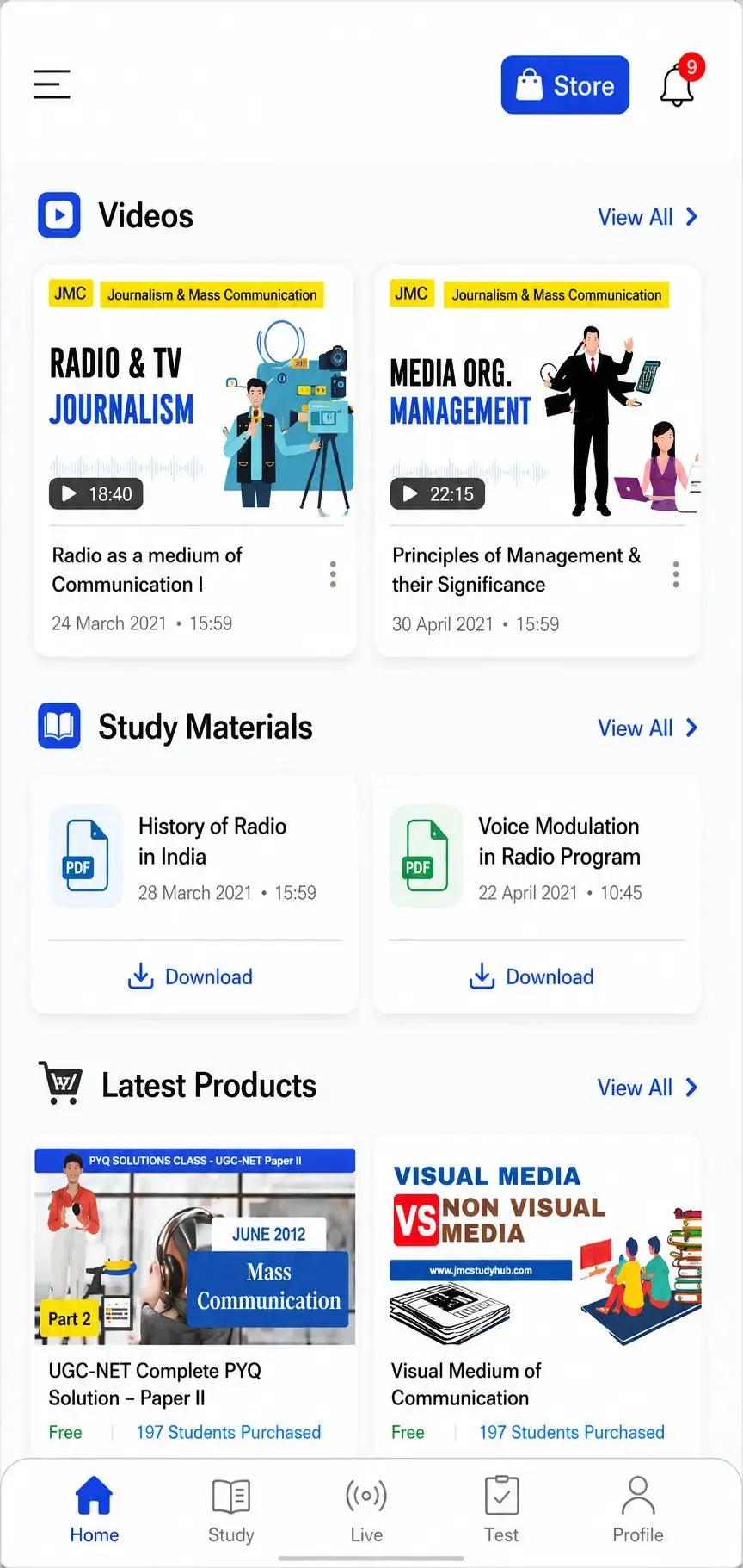 JMC Study Hub App Screenshot